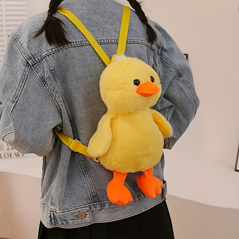1pc Novelty Bag, Cute Mini Little Yellow Duck Design Backpack, Adjustable  Strap Cartoon Plush Bag, Party Gift Bag