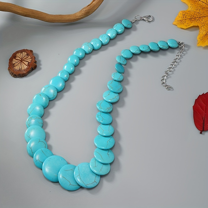 Turquoise disc deals necklace