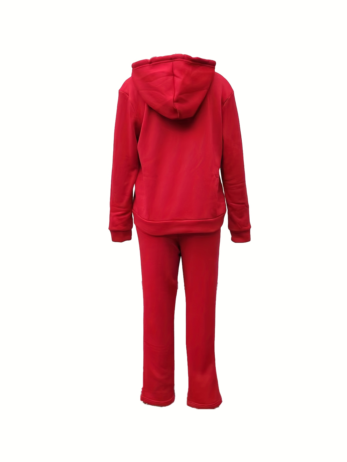 Kids Girls Boys Plain Red Hooded Hoodie Tracksuit Jogging Suit
