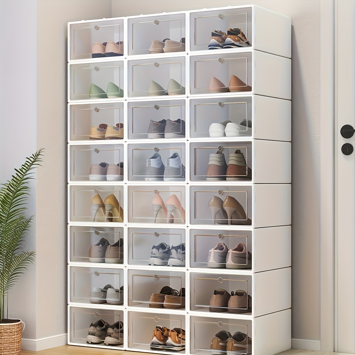 Transparent Shoe Boxes, Stackable Clear Plastic Shoes Storage Box, Free  Combination Simple Shoes Cabinet, Dustproof Shoes Organizer - Temu