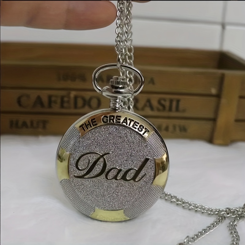 

Dad Necklace Quartz Pocket Watch, Men's Father Gift Clock, Ideal Choice For Gifts