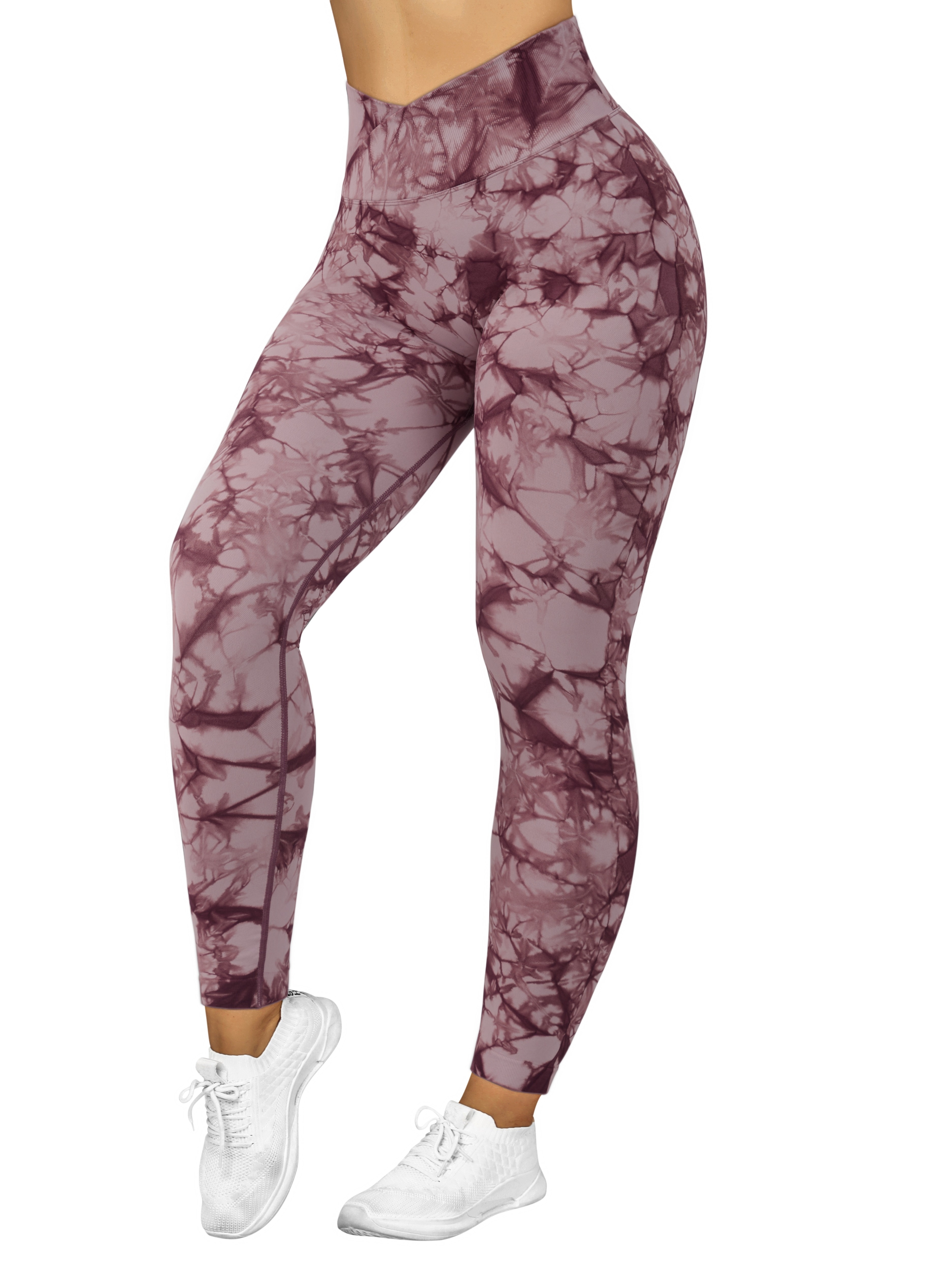 Tie Dye Print Seamless Running Yoga Leggings cross Waist Hip - Temu