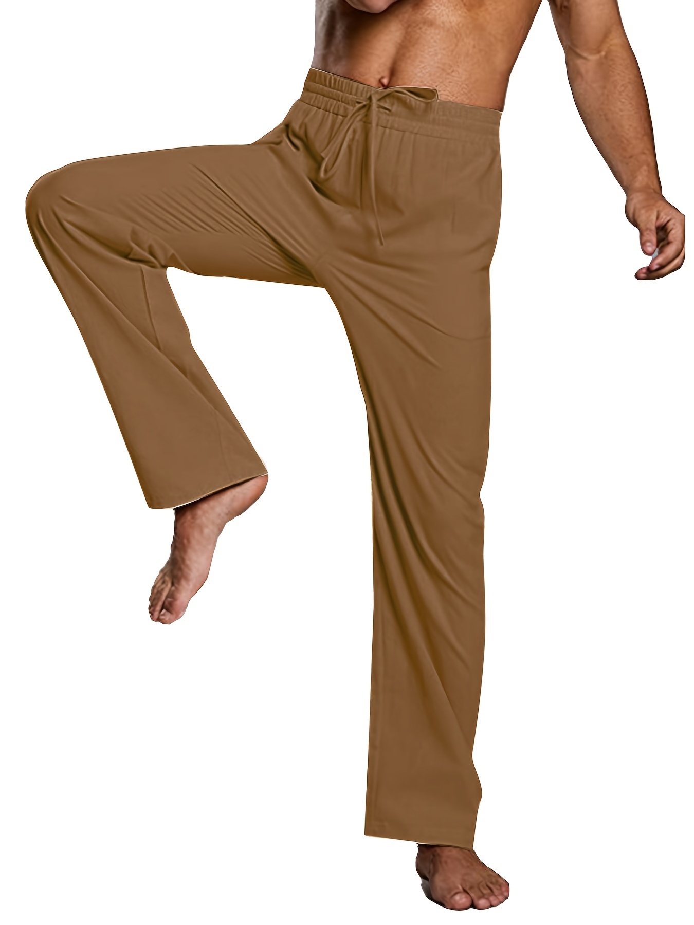 Pantalones Algodón Cordón Color Liso Hombre Pantalones - Temu