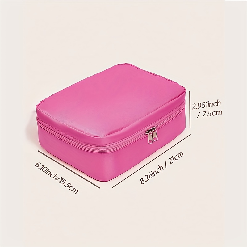 TEMU Simple Solid Color Makeup Bag With Handle Travel Portable Polyester Storage Bag For Toiletries/makeup Supplies/makeup Tools