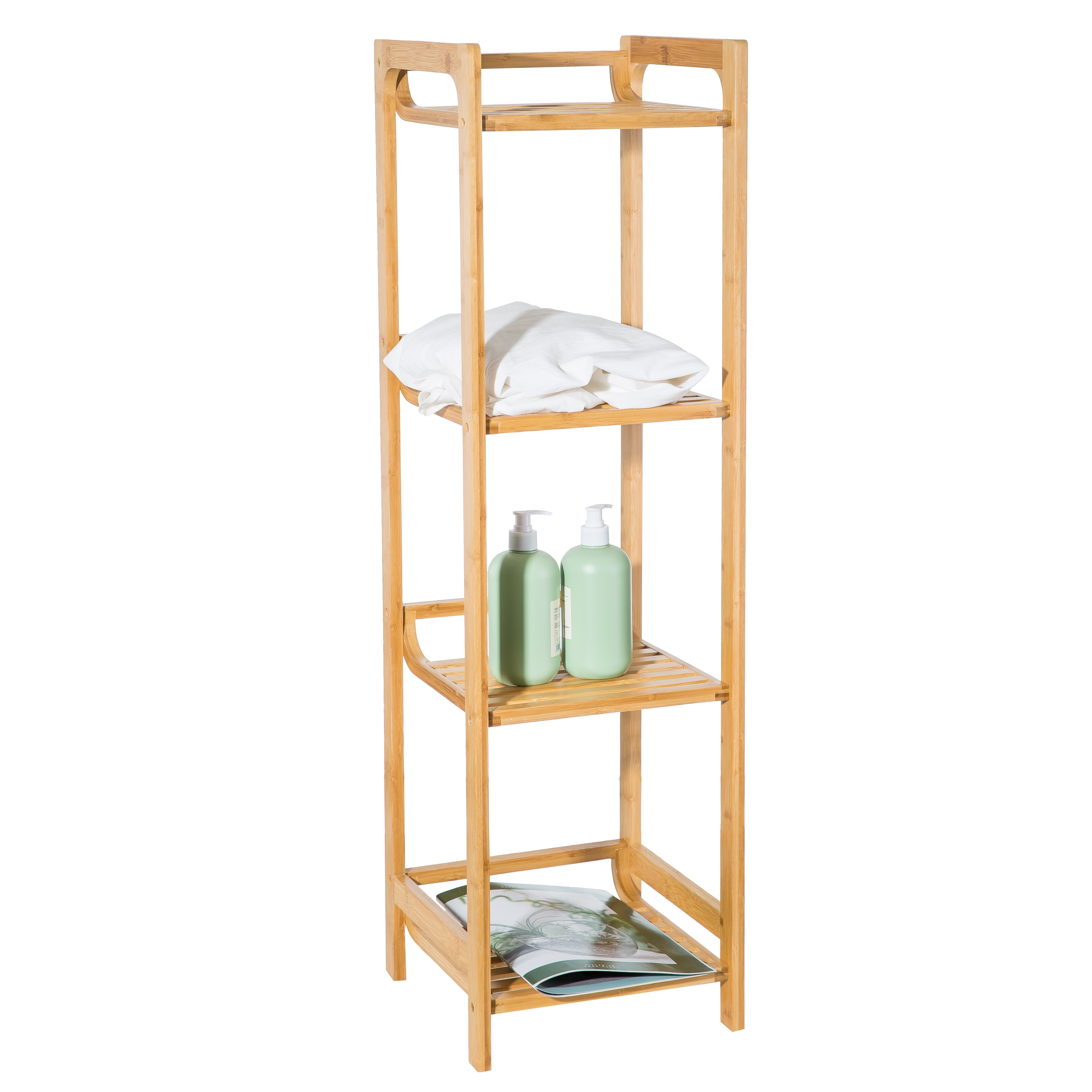 1pc Bamboo 3-Tier Corner Rack, Bathroom Storage Shelf, Free Standing Shower  Corner Shelves, Bathroom Storage Organizer, Bathroom Storage And Organizat