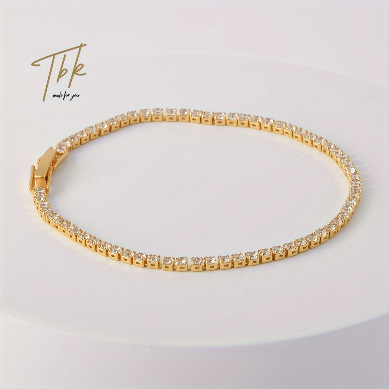 18K Gold Plated Tennis Bracelet — Adjustable Gift for Women