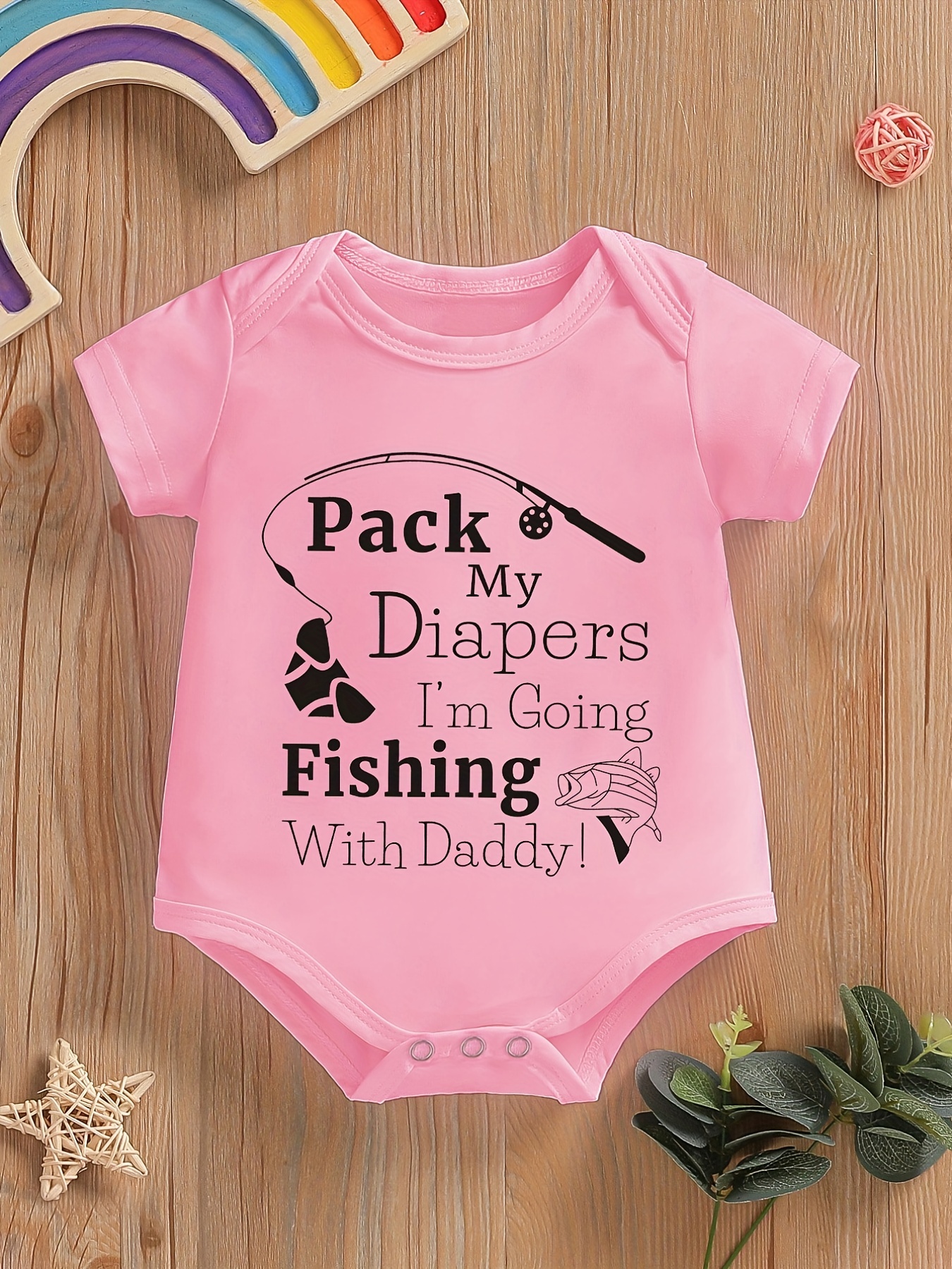 Baby Boys pack Diapers 'm Going Fishing Daddy Short Sleeve - Temu