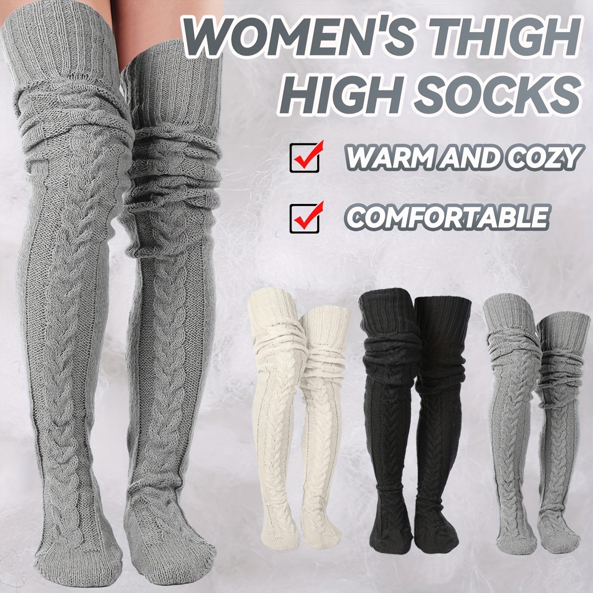Thick Knit Warm Socks Soft Comfy Tube Socks Women's - Temu Canada