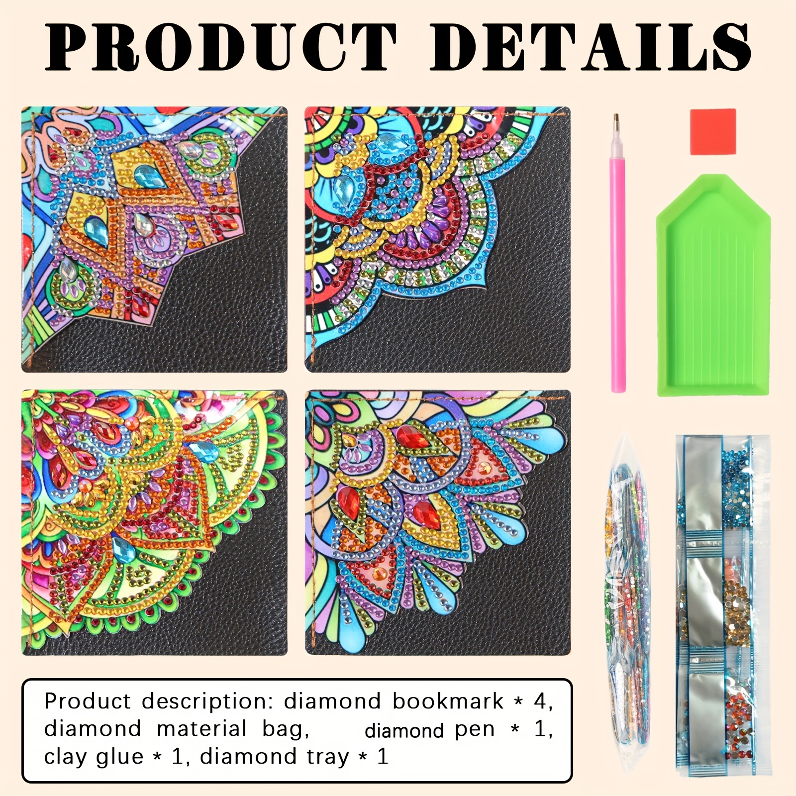 Mandala Diamond Painting Bookmarks Diy Leather Bookmark - Temu