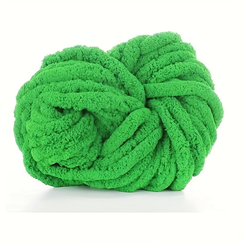  Chunky Knit Chenille Yarn for Hand Knitting Blankets, Super  Soft Big Jumbo Blanket Yarn (Olive Green)