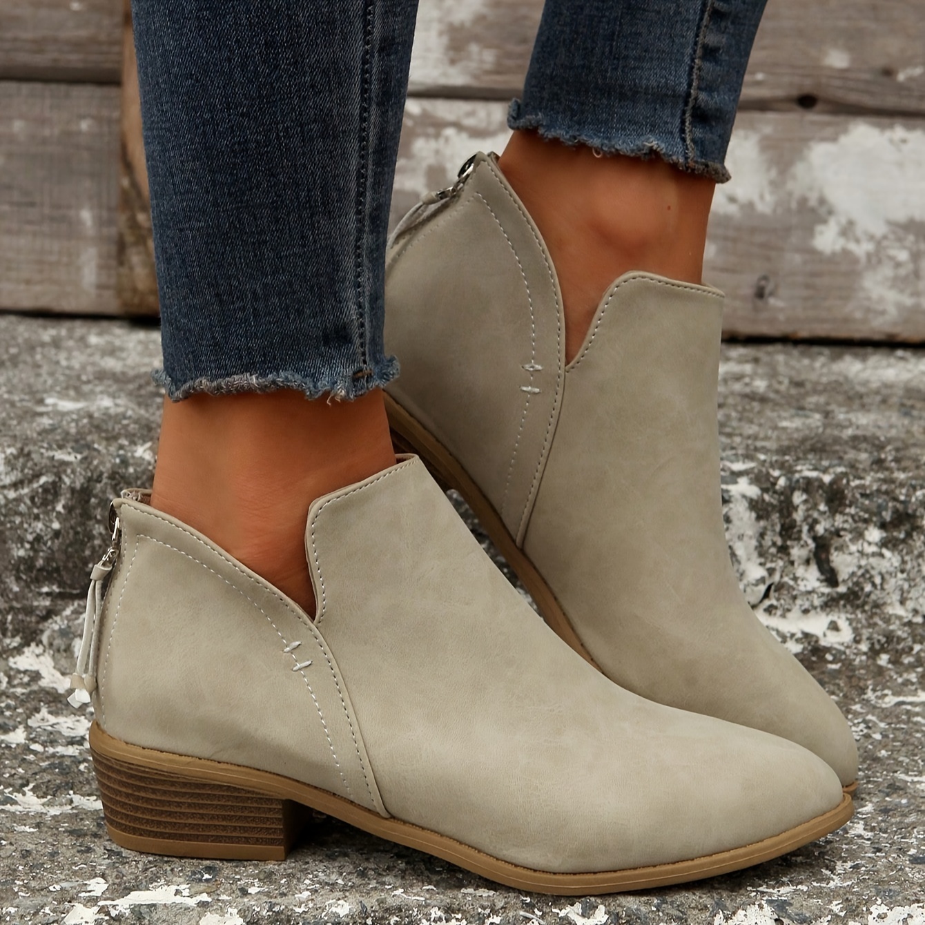 Low chunky heel booties best sale