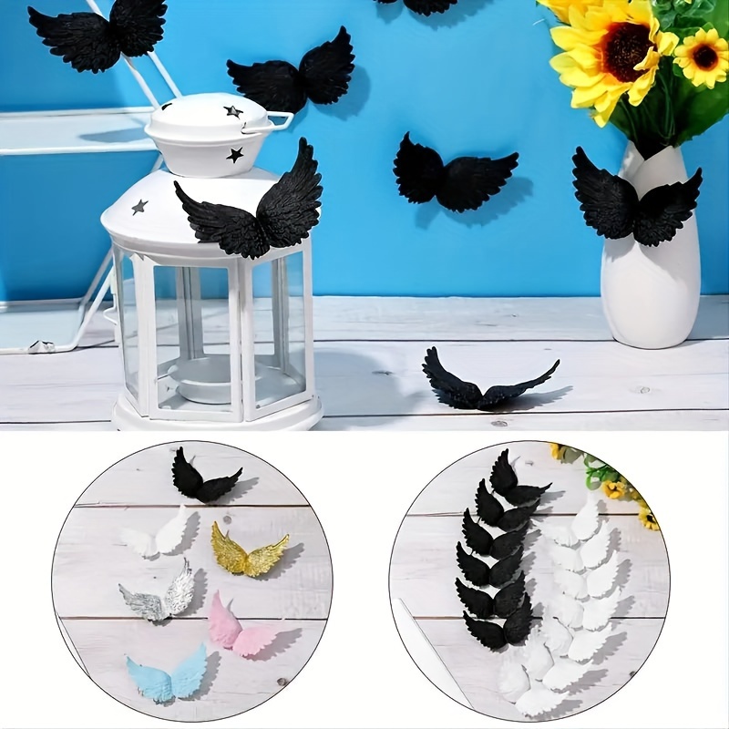 32 Pcs Plastic Angel Wings for Crafts Mini 3D Black and White  Angel Wing for Mini House Christmas Tree Decor DIY Craft Party Favor : Toys  & Games