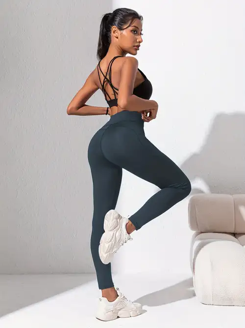 Low Waist Seamless Yoga Tight Pants Solid Color Fitness - Temu