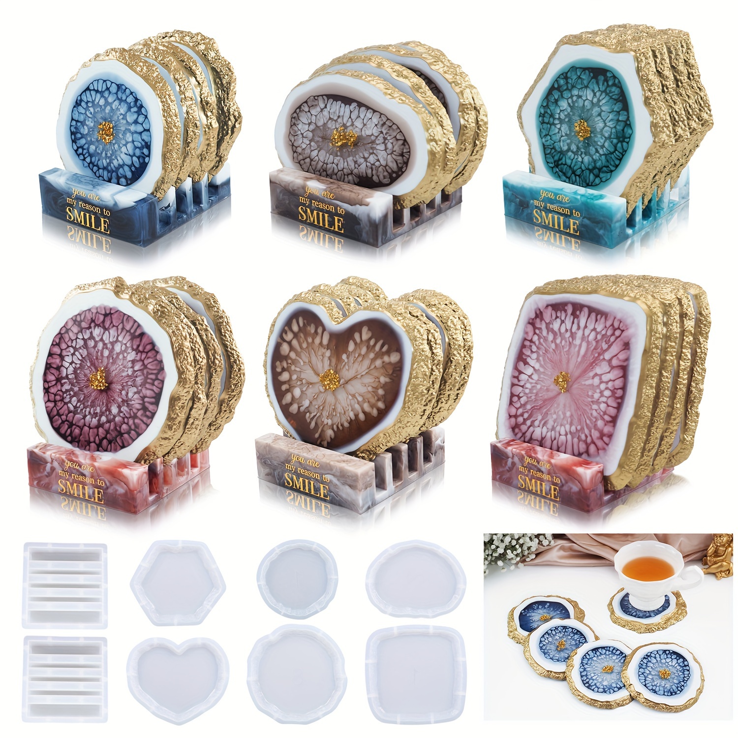 Epoxy Resin Coaster Mold Storage Box - DIY Crystal Square Coasters