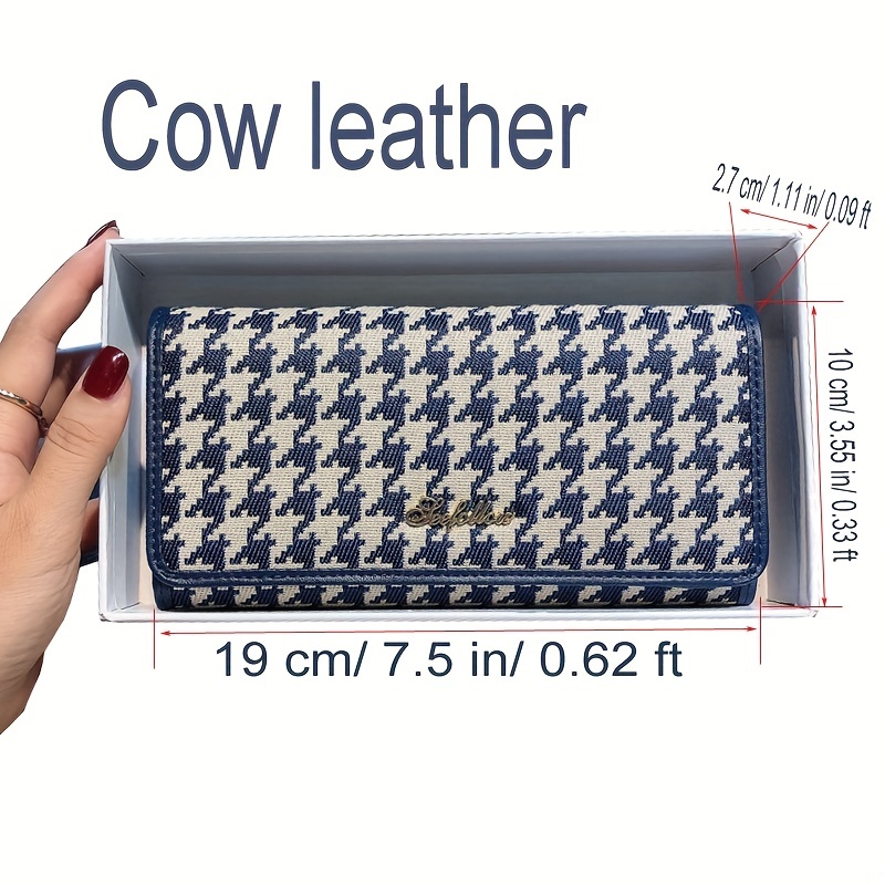 Vintage Houndstooth Long Wallet, Multi Id Card Slots Clutch Purse, Foldable  Money Holder For Women - Temu