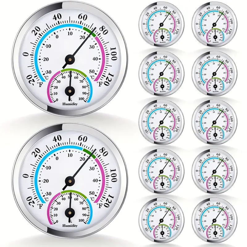 12 Pcs Indoor Outdoor Thermometer Mini 2 In 1 Wall Thermometer Hygrometer,  Humidity Temperature Gauge, Wireless Hanging Digital Weather Hygrometer For