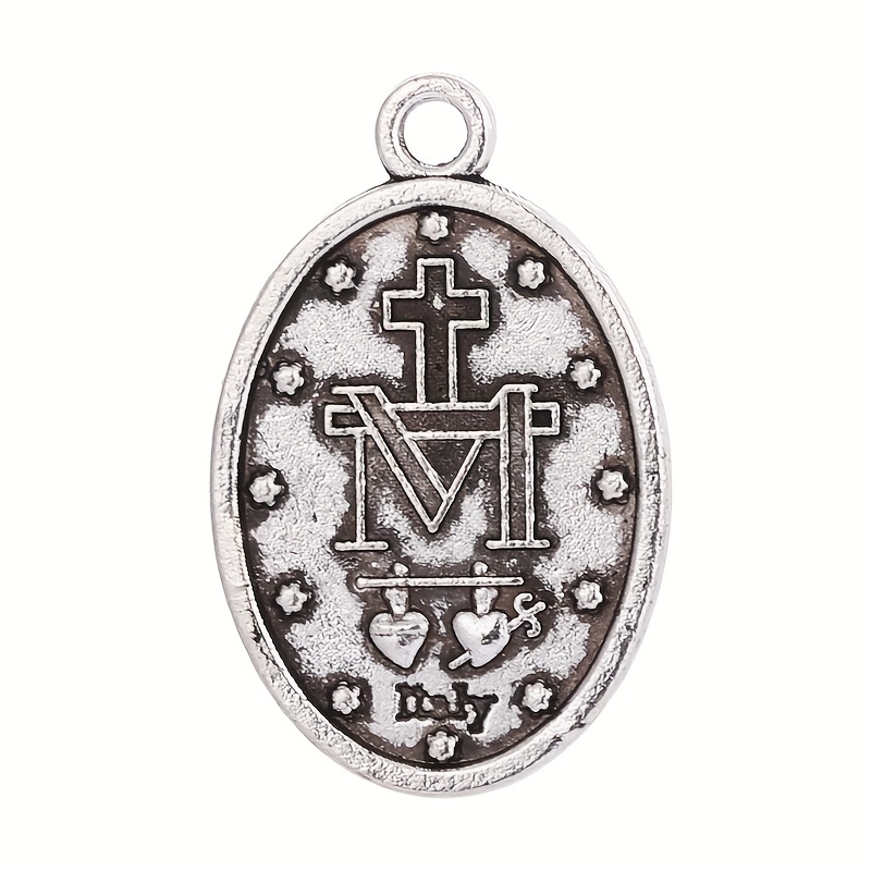 Alloy Pendant Silvery Oxidized Medal For Necklace Or Rosary - Temu Australia