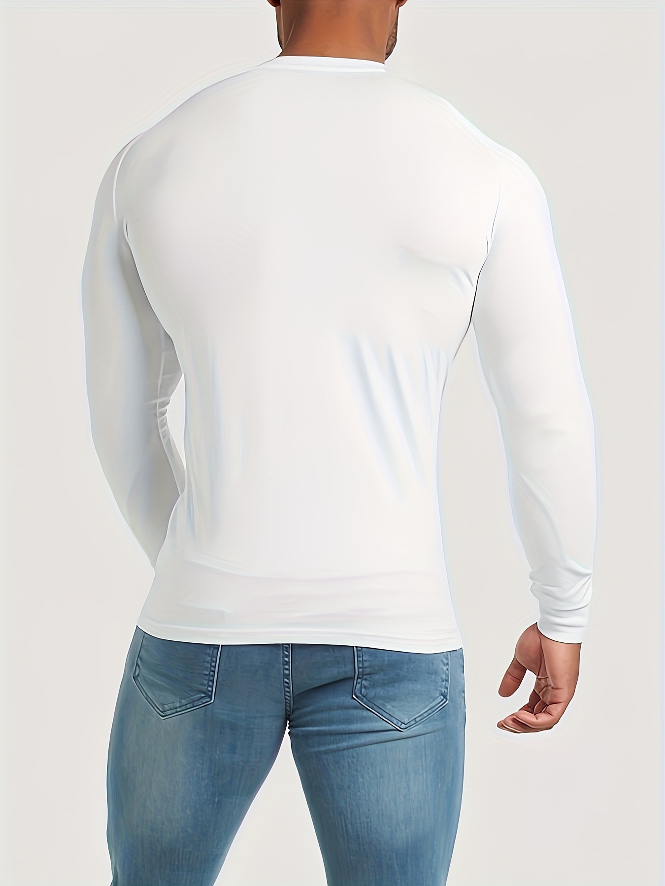 AE, Luxe Long Sleeves Tee - White, Gym T-Shirts Men