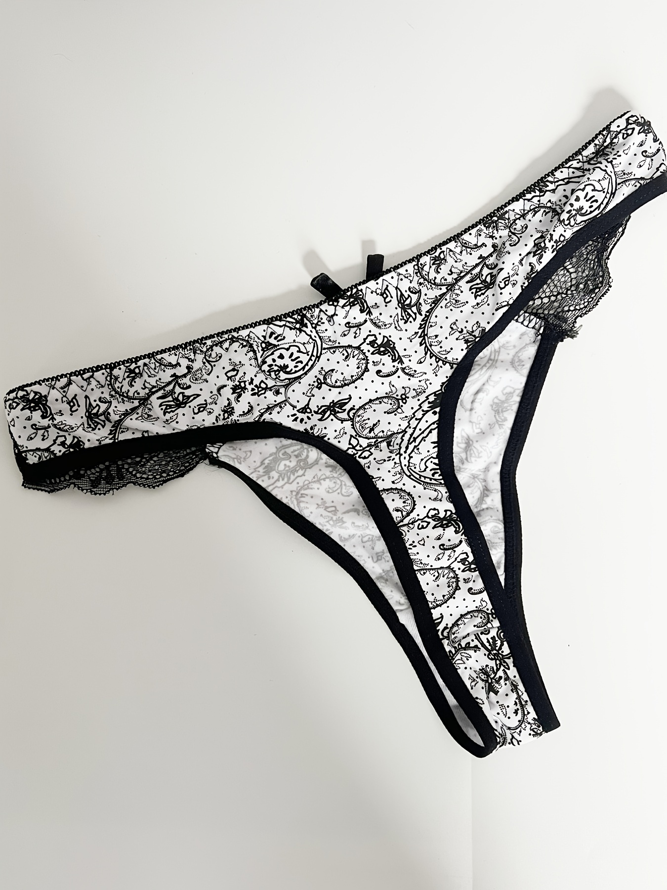 Women's Floral Lace Bow Hollow Thong Panties Breathable - Temu