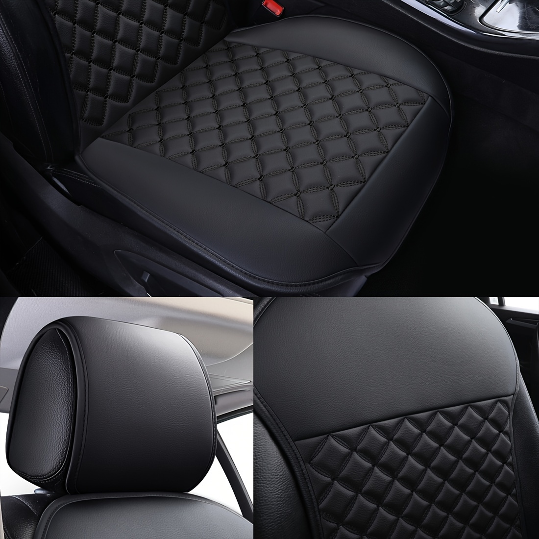 Car Seat Cover With Backrest, Luxury Pu Leather Breathable And Soft Texture Seat  Protector,universal Fit 95% Of Cars, Triangle Quilted Design Temu New  Zealand