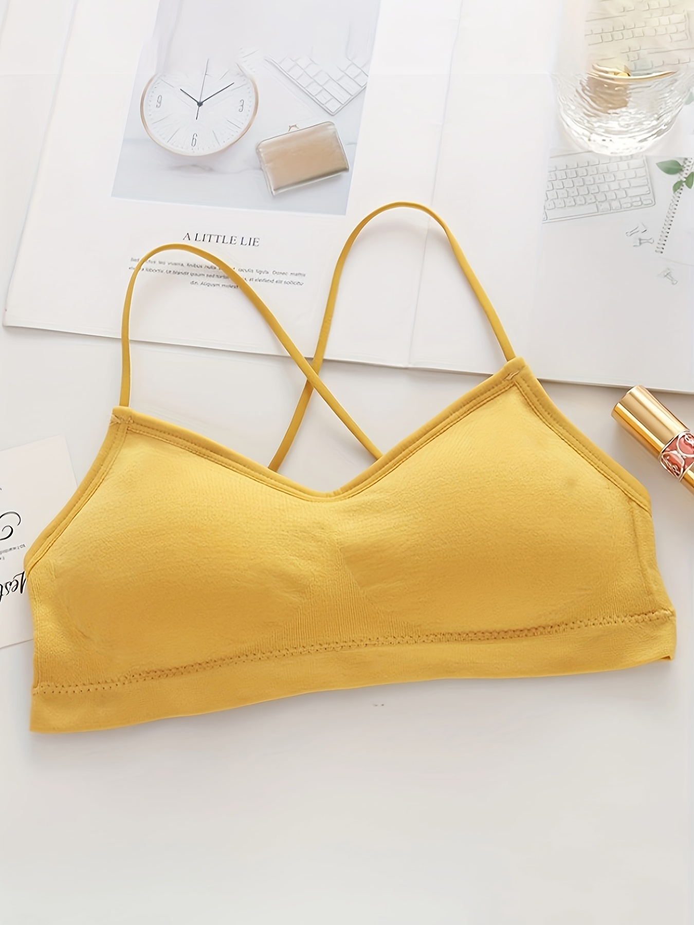 Teen Girls Solid Color Bras Anti exposure Inner Wrap Chest - Temu  Philippines