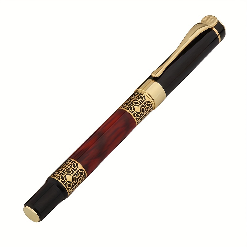 

High Quality Black Red Color Gold Carved Mahogany Business Office Signature Pen School Student Supplies New Ink Pen
