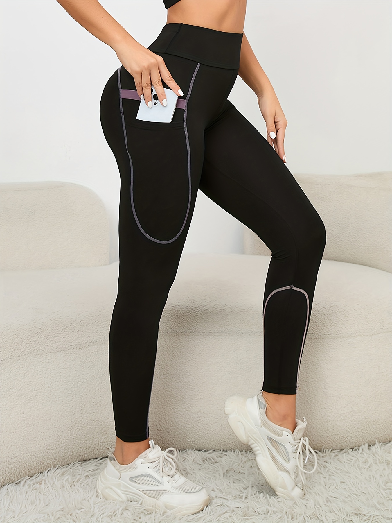 Sports Leggings Side Pocket Breathable Yoga Pants Fitness - Temu