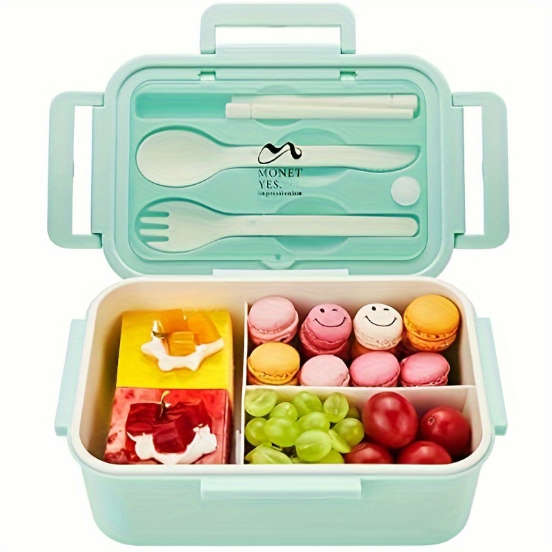 Multiple Colors Portable Bento Box With Lid Spoon And Fork - Temu