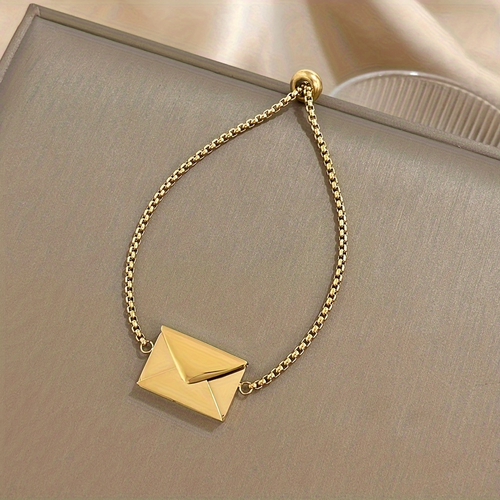 TEMU 1pc Envelope Pendant Bracelet, Envelope , Stainless Steel Bracelet For