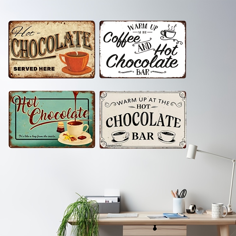 Warm Up Here Hot Chocolate Bar Metal Tin Sign Kitchen Decorative Cafe Bar  Home Metal Plate Wall Decor Restaurant Wall - AliExpress