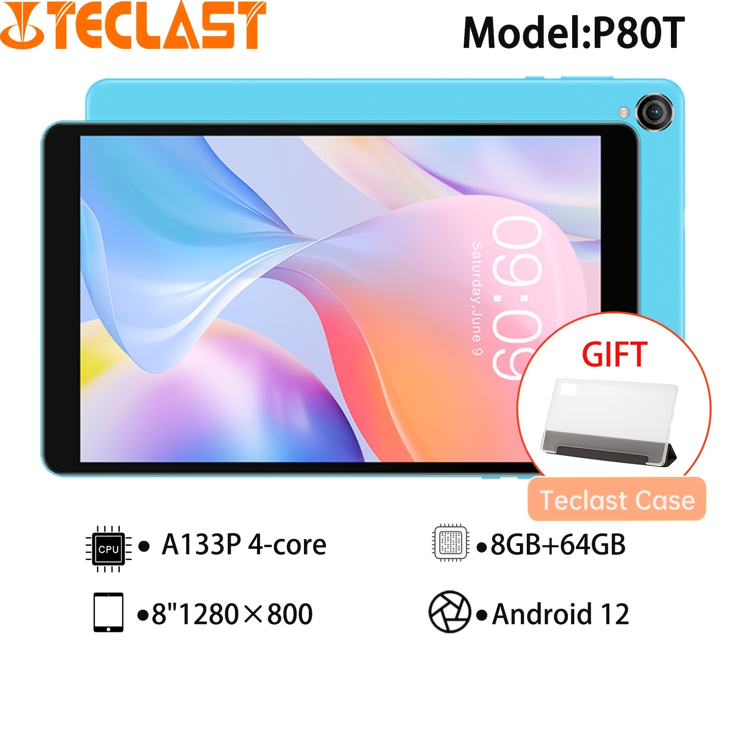 The Teclast P80T Pro 4/128gb tablet with a 8“ screen and GPS support