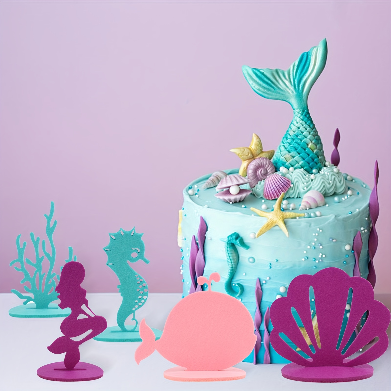 Mermaid Birthday Decorations Felt Table Centerpiece Sea - Temu
