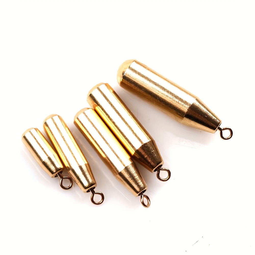 5pcs Copper Fishing Weighted Sinkers, Fishing Tackle For Saltwater  Freshwater
