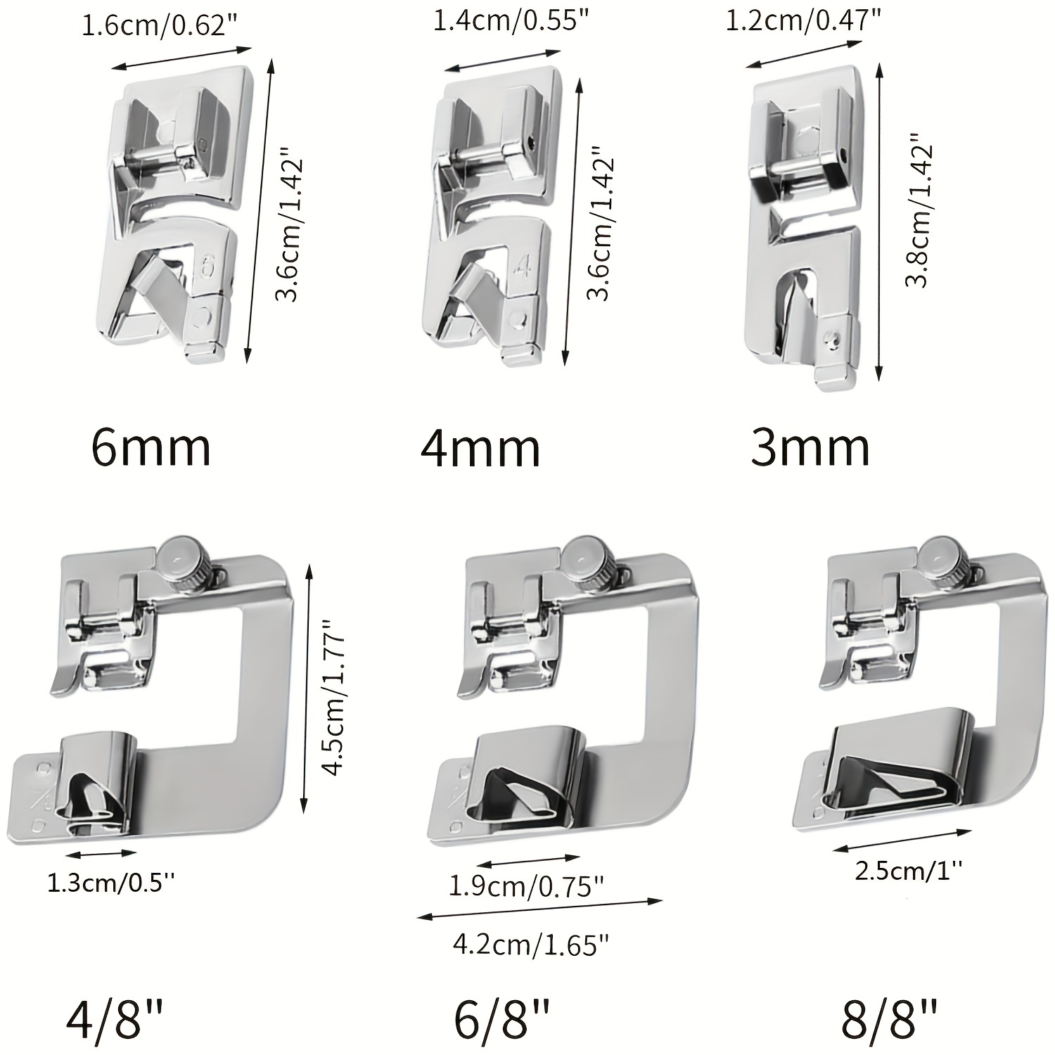  Universal Sewing Rolled Hemmer Foot, [3-10mm] Wide Rolled Hem  Pressure Foot, Sewing Machine Presser Foot Hemmer Foot Hemming Kit, Home  Industrial Curved Scroll Hemmer Foot Set (4PCS(3-6mm))