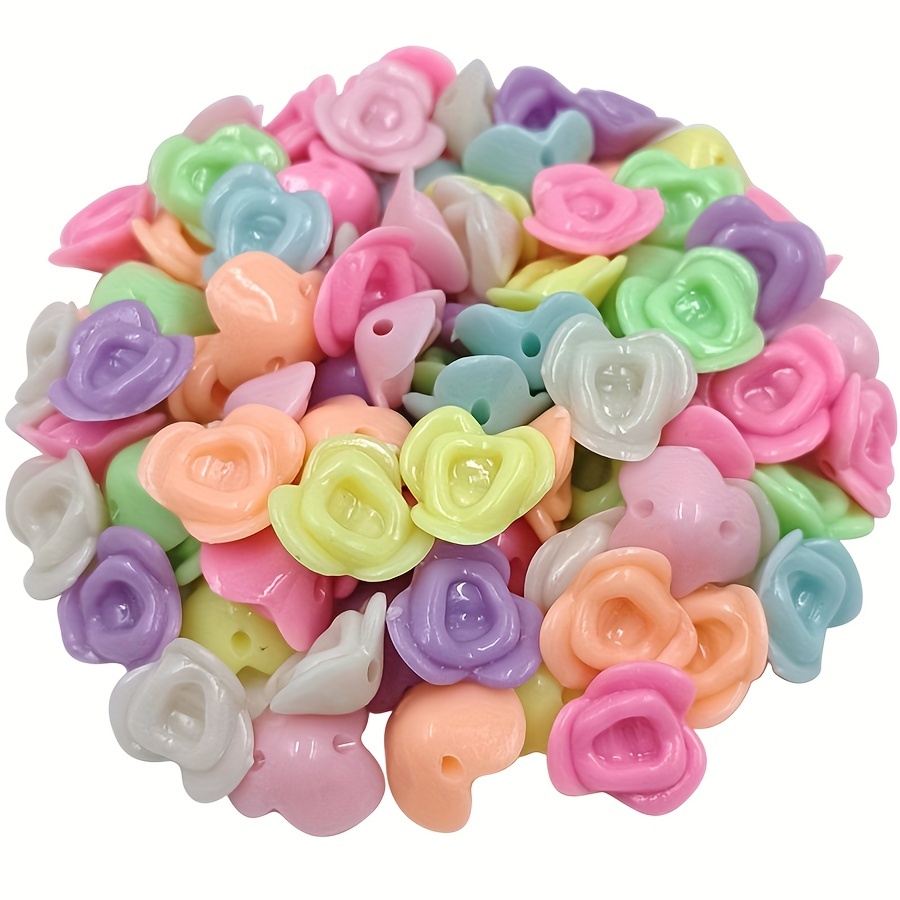 Acrylic Five Leaf Flower Beads Faceted Charms Mixed Color 14mm