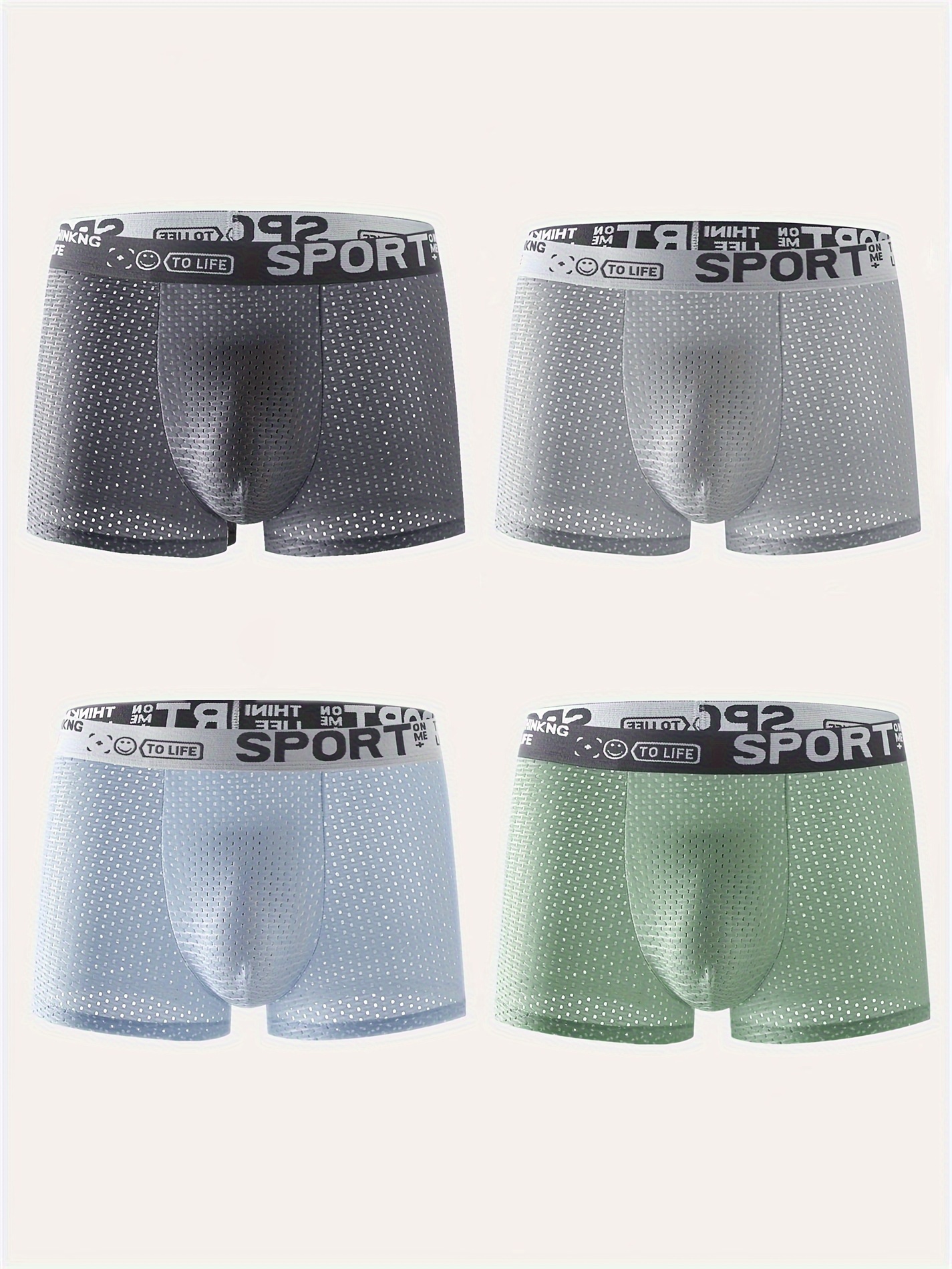 Men's Ice Silk Cool Boxer Briefs Mesh Breathable Soft Comfy - Temu
