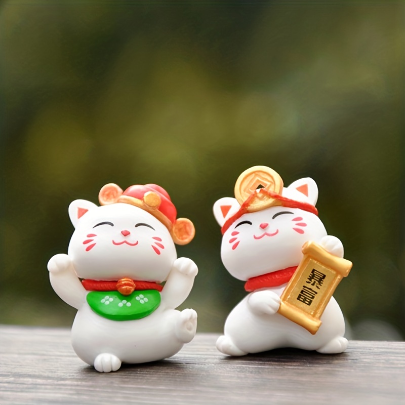 1 Figura Mini Gato Suerte Gato Dibujos Animados Año Nuevo - Temu