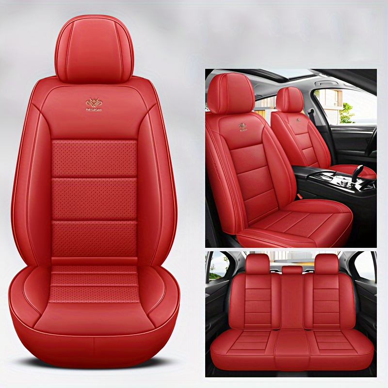 2024 new all     leather car seat covers universal fit durable stylish red   for   business casual use vehicle interior upgrade sleek car accessory   material