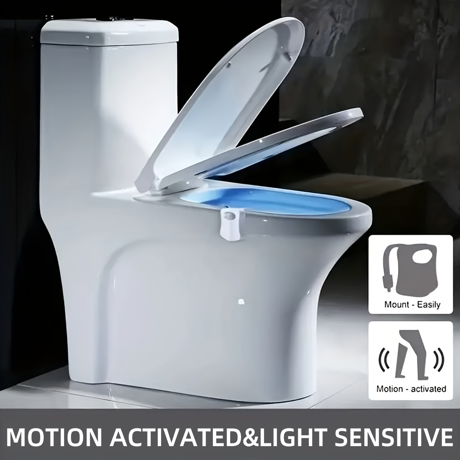 Toilet Night Light Toilet Bowl Motion Sensor Lamp Activated LED Night Light  
