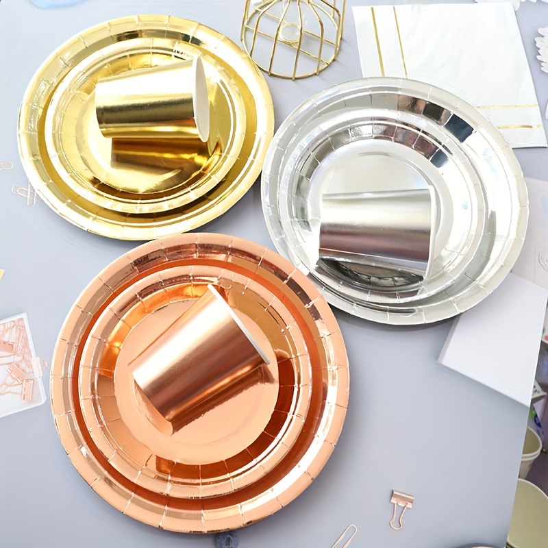 Golden Plastic Plates Disposable Dinner And Dessert Plates - Temu
