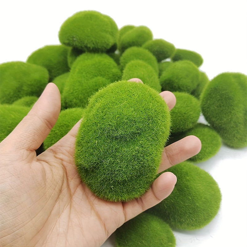 DUENEW 40PCS Artificial Moss Rocks Decorative Moss Balls Green Moss Covered  Stones for Plants Decor Home Craft 4 Size