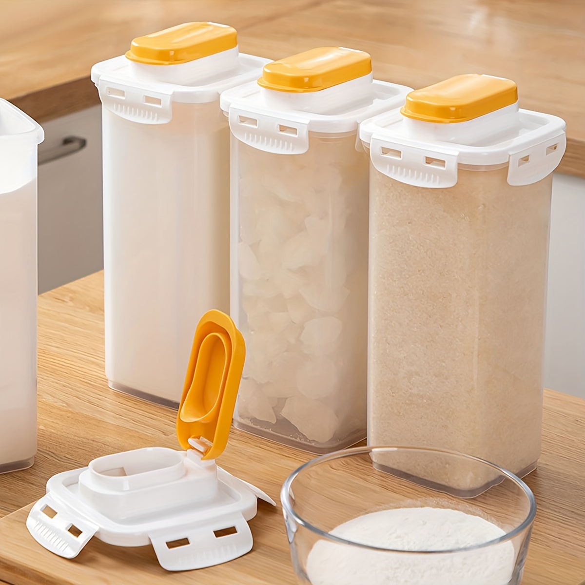 Plastic Square Storage Bottle With Lid - Kitchen Pantry Organization