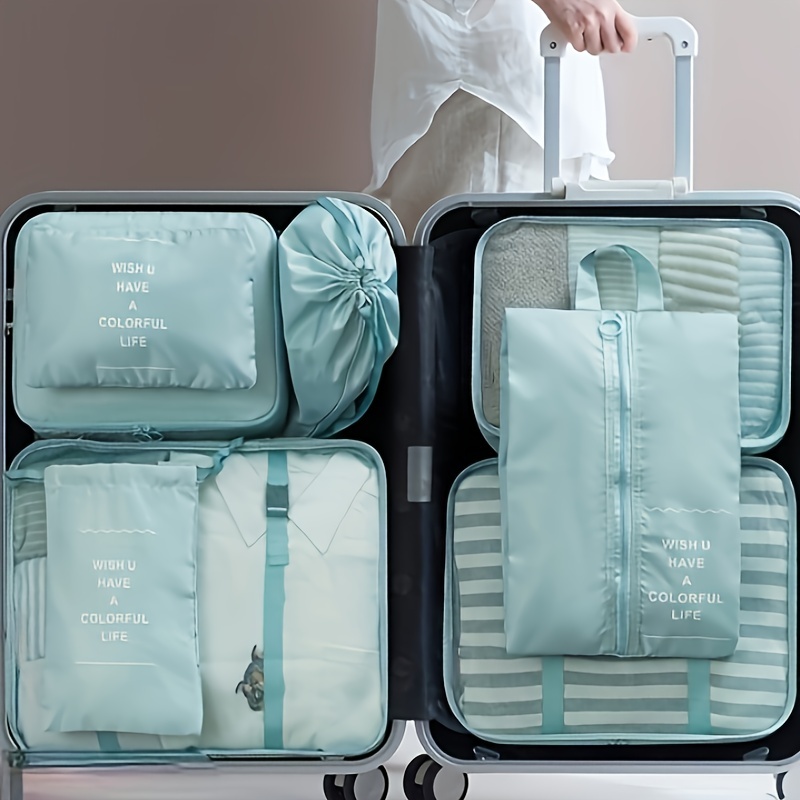 Travel Luggage Organizer Set With Shoe Bags Plastic Sorting - Temu