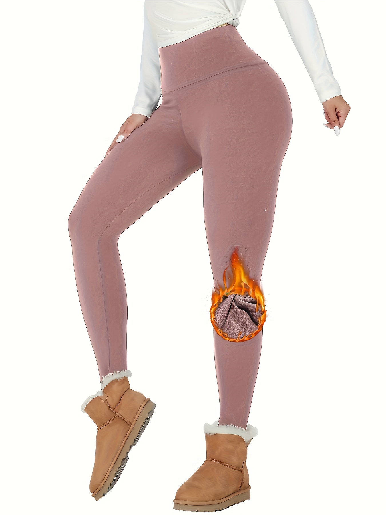 Leggings cálidos de invierno para mujer, cintura alta, delgados para la  piel, transparentes y leggings de invierno con buena elasticidad (color
