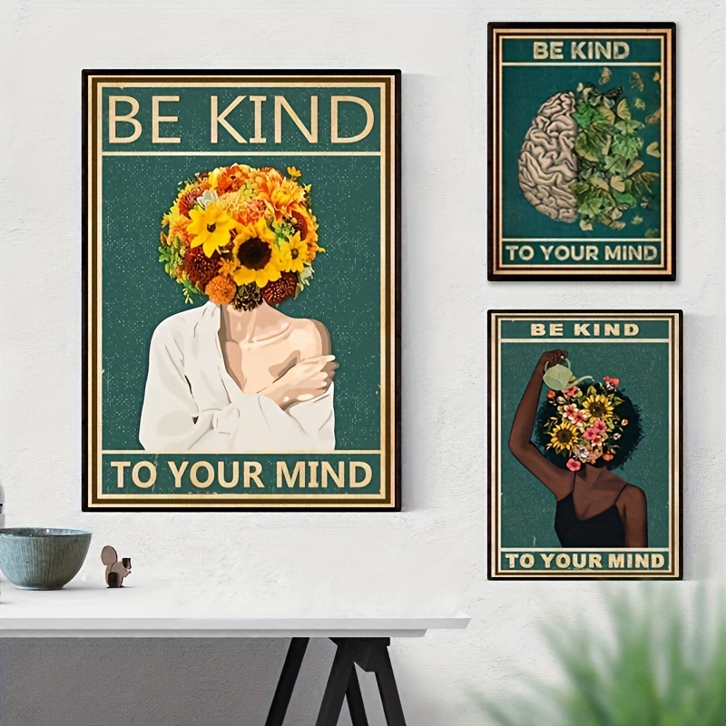 Good Day Retro Aesthetic Poster Room Decor, Vintage Mushrooms Flowers  Positive Quote Motivational Growth Mindset Wall Art Print 16X24 Inch