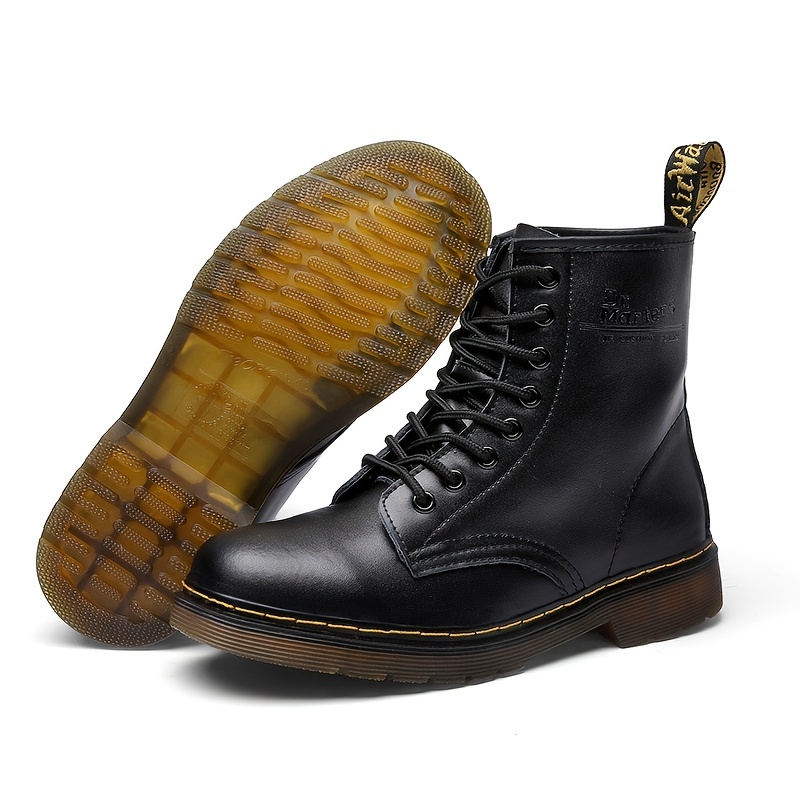 Men's Leather Lace Up Modern Combat Boots Shop On Temu And Start