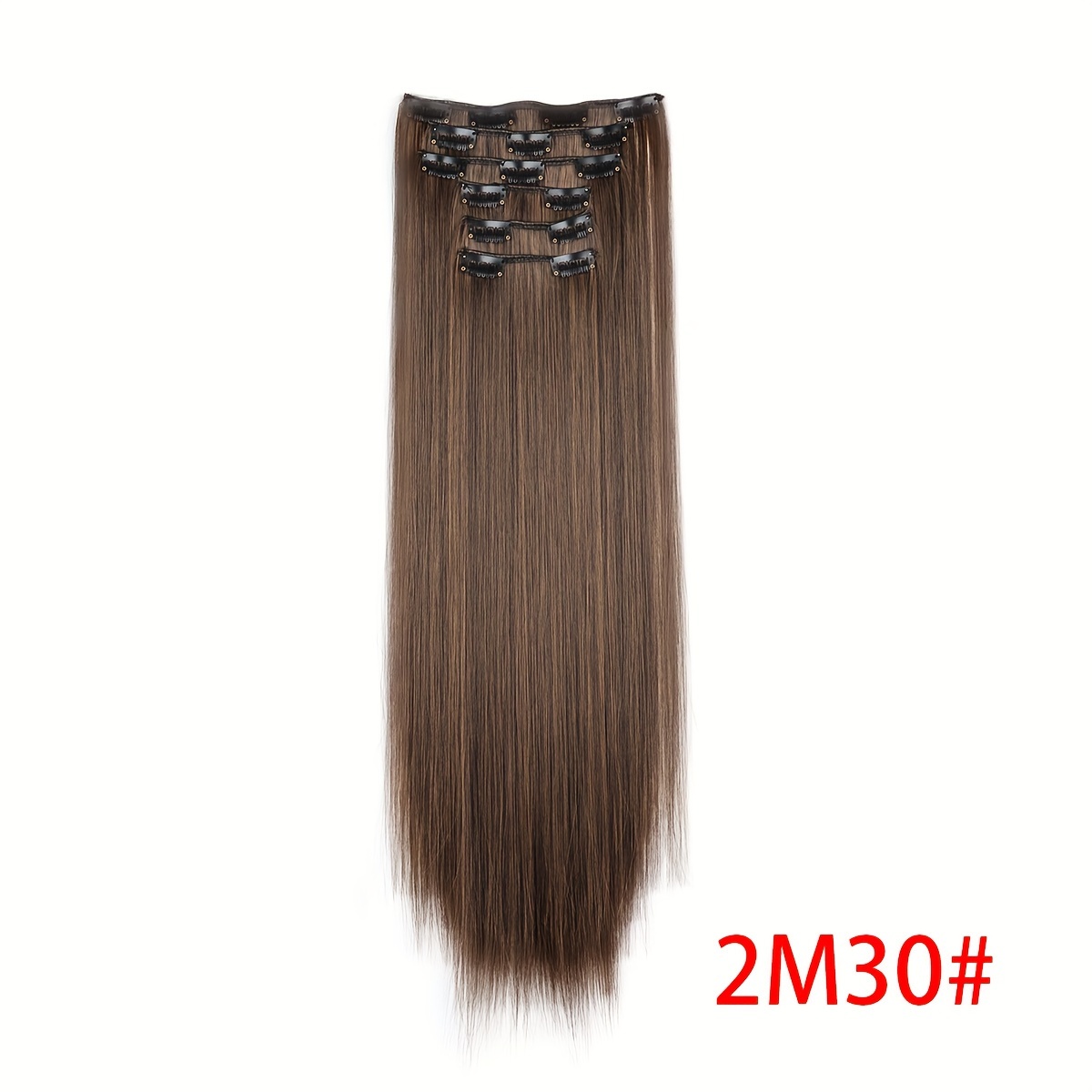TEMU 16 Clips En Extensions de Cheveux Raides Synthétiques Extensions de Cheveux Invisibles En Résistantes À La Chaleur Pour Femmes Accessoires de