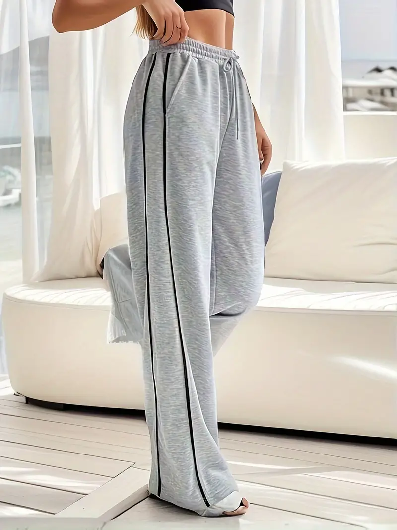 Plus Size Sports Pants Women's Plus Solid Elastic Drawstring - Temu