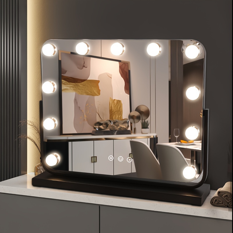 Luces LED para espejo de tocador: 60 luces LED para maquillaje de tocador,  luces de espejo LED blancas ultrabrillantes con control táctil regulable  para tocador de maquillaje y espejo de baño (espejo