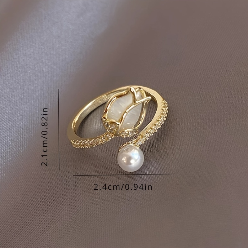 טבעת פנינה דמוית צבעונית לאישה, ליל שנהי מסיבה אופנתיים, מתנות חדשה, מתנות חדשה, מתנות חדשה לנשים, אמא, משפחה וחברים